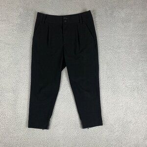 Alice + Olivia Cropped Trouser Women's 4 Black Pleated Front Zip Hem Capri Pants